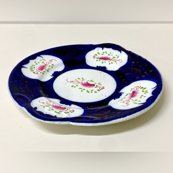 19th Century Vintage Gaudy Welsh Feather Pattern Handled Biscuit Tray - Picture 4 of 15